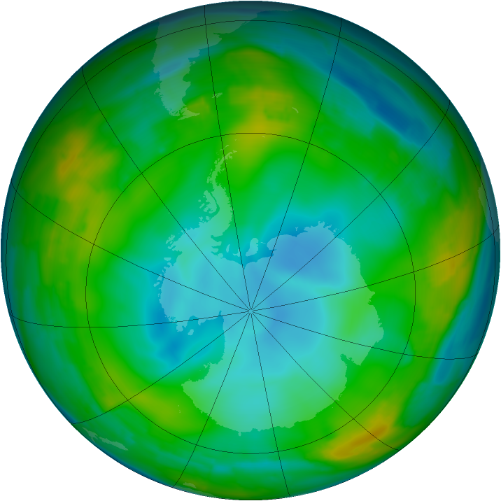Antarctic ozone map for 13 July 2009